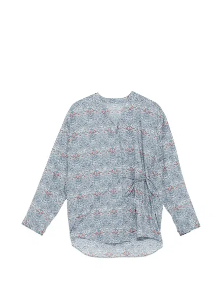 Bluză Jnby cu model floral cu decolteu în V albastru