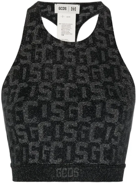 Top Gcds z nadrukiem o krotszym kroju czarny