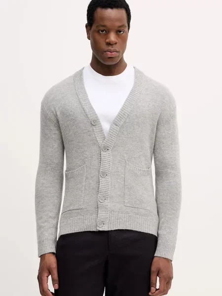 Lindbergh kardigan z dodatkiem wełny szary