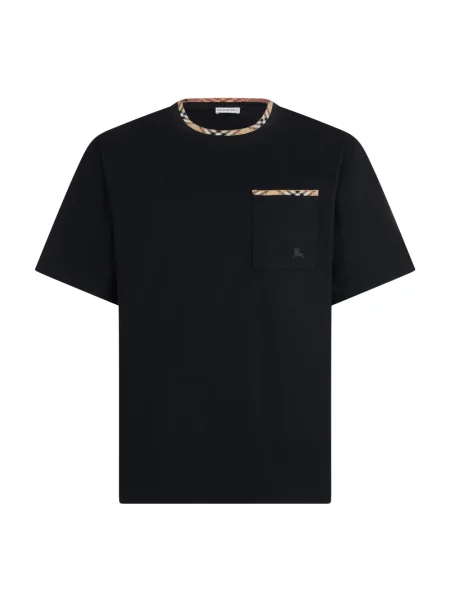 Koszulka Burberry z logo w kratę czarna