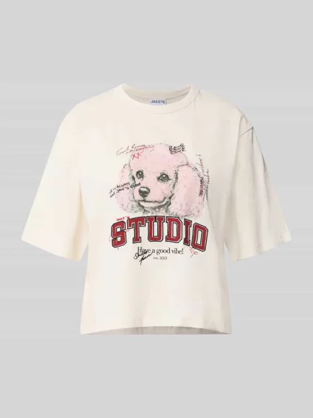 T-shirt o kroju regular fit z czystej bawełny model Jake*s Casual biała