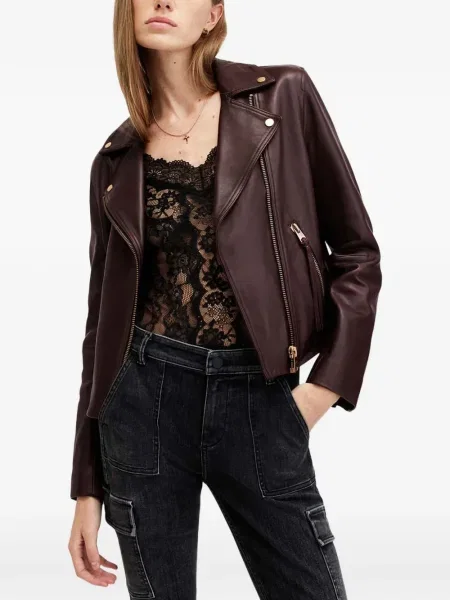 Кожено яке Allsaints кафяво