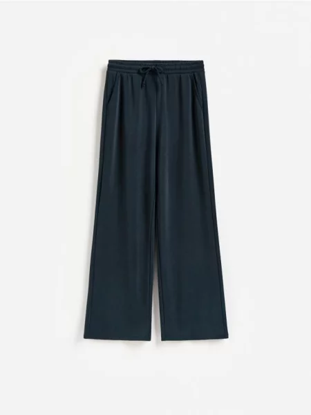 Reserved Pantaloni largi cu modal bleumarin