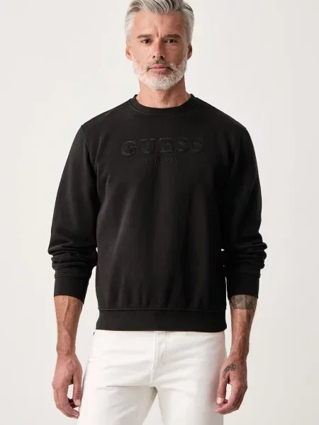 Guess bluza z bawełną czarna