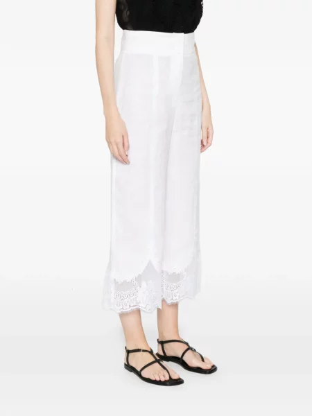 Pantaloni Twinset din dantelă alb