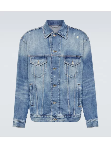 Obrabljene denim jakna Dolce&gabbana modra