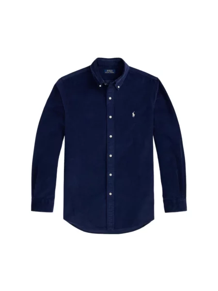 Koszula Polo Ralph Lauren sztruksowa z długim rękawem niebieska