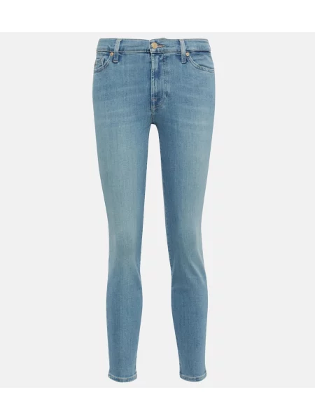 Blugi skinny 7 For All Mankind cu talie înaltă albastru