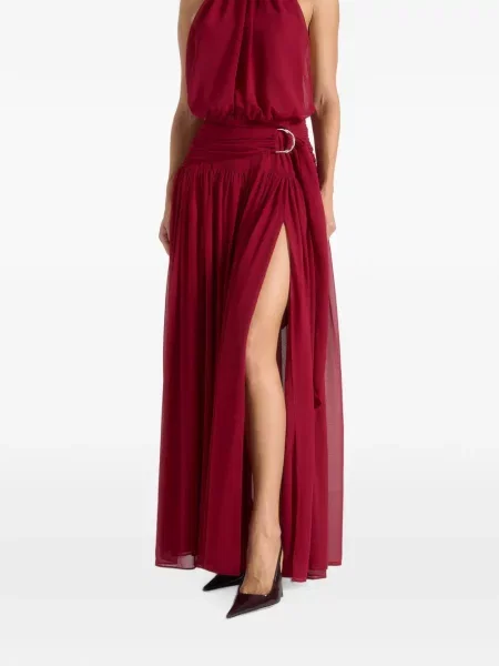 Rochie maxi Manière De Voir drapată cu gât halter roșu