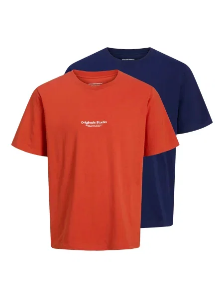 JACK & JONES Tricou JORVESTERBRO albastru noapte / roșu alb