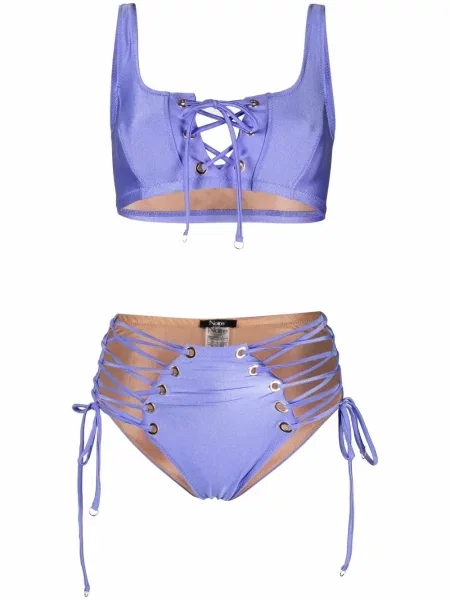 Bikini Noire Swimwear cu șireturi din dantelă violet