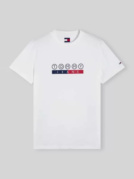 Krój regular fit t-shirt z czystej bawełny z nadruk z logo Tommy Jeans biała