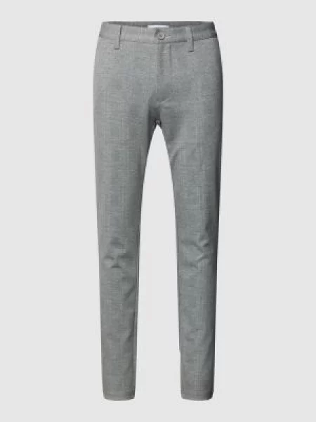 Spodnie materiałowe o kroju slim tapered fit z wpuszczanymi model ‘MARK’ Only & Sons