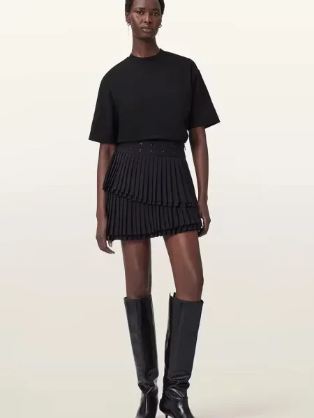Пола AllSaints OONA къса със стандартна кройка черно