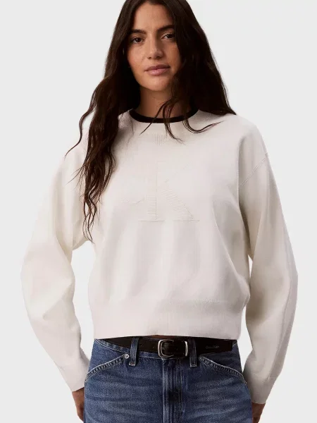 Свитер Calvin Klein с лого белый