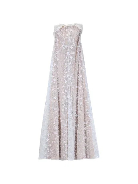 Rochie maxi Genny cu model floral alb