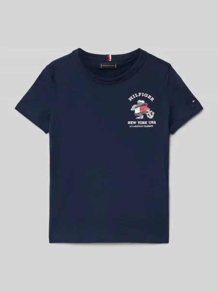 T-shirt z okrągłym dekoltem model FLAG FUN’ Tommy Hilfiger granatowa