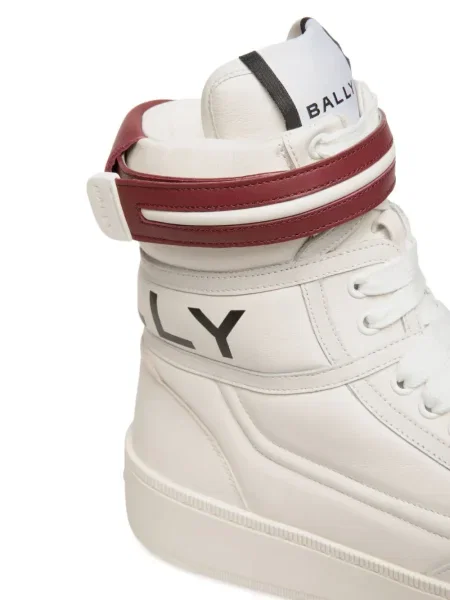 Sneakerși Bally din piele cu bretele alb