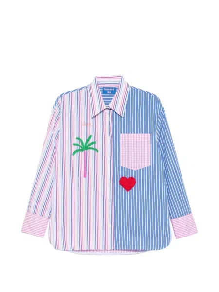 Haftowana koszula Susanna Blu w paski niebieska