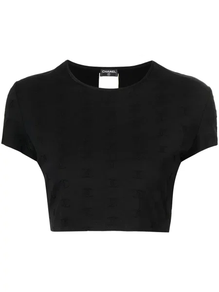 Top Chanel Pre-owned s výšivkou černý