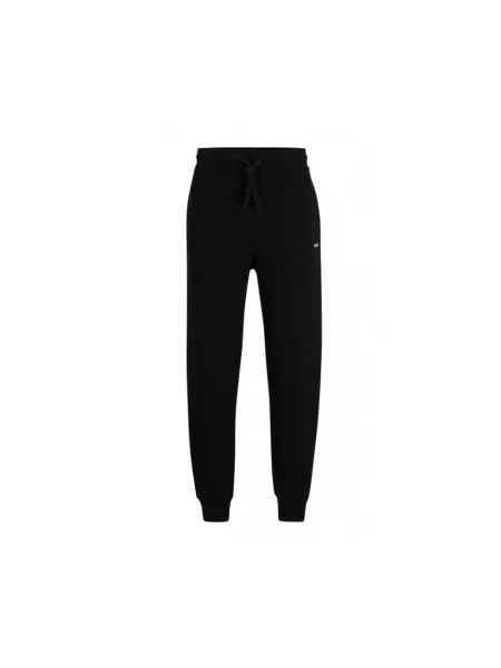 Spodnie sportowe o kroju regular fit z czystej bawełny model Hugo czarne