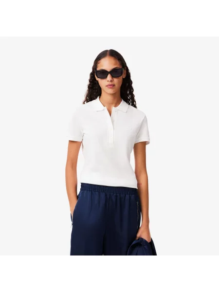 Lacoste Koszulka Polo Slim Fit Stretch Mini Piqué biała