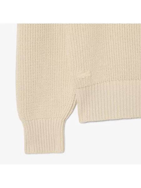 Lacoste Sweter Z Kołnierzykiem Polo Relaxed Fit beżowy