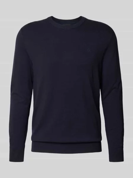 Sweter z dzianiny z wyhaftowanym logo model ‘CORE’ Scotch & Soda granatowy