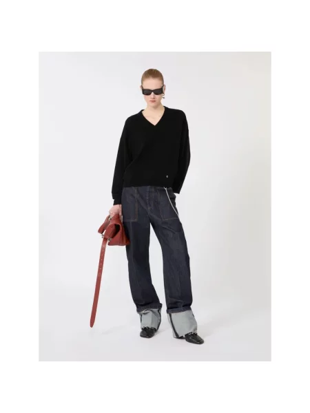 Szerokie jeansy Sportmax niebieskie