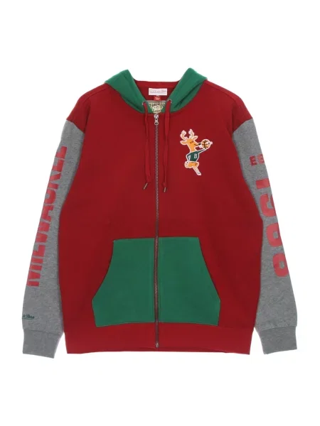Bluza z kapturem Mitchell & Ness z kapturem polarowa czerwona