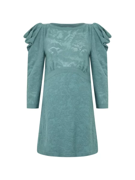 Rochie mini Alberta Ferretti de lână cu volane albastru