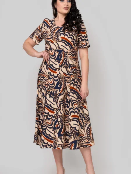 Лляна Сукня міді All Posa бежевий