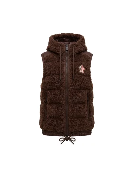 Kamizelka Moncler z kapturem brązowa