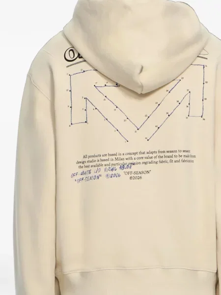 Hanorac cu glugă Off-white cu imagine cu cordon alb