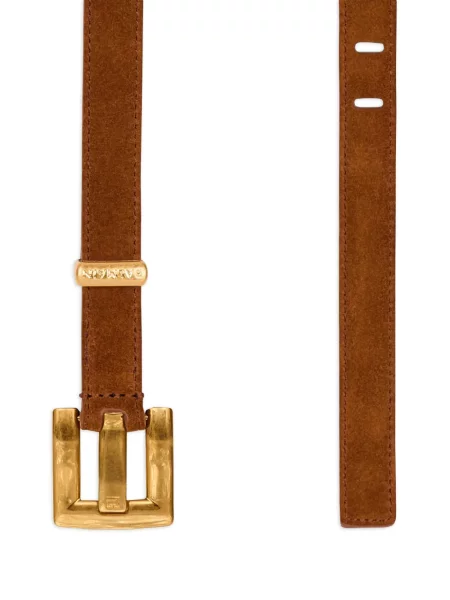 Curea Balmain din piele de căprioară verde