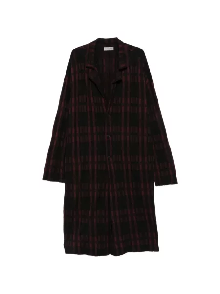 Palton Yohji Yamamoto în carouri cu rever negru