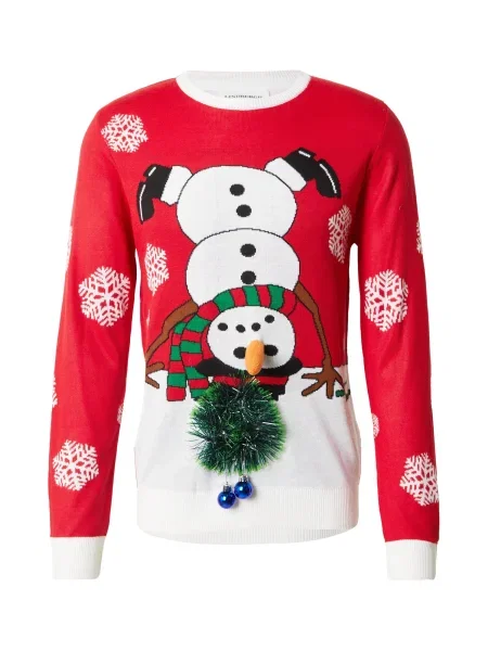 Lindbergh Svetr Xmas hnědá / zelená / červená bílá