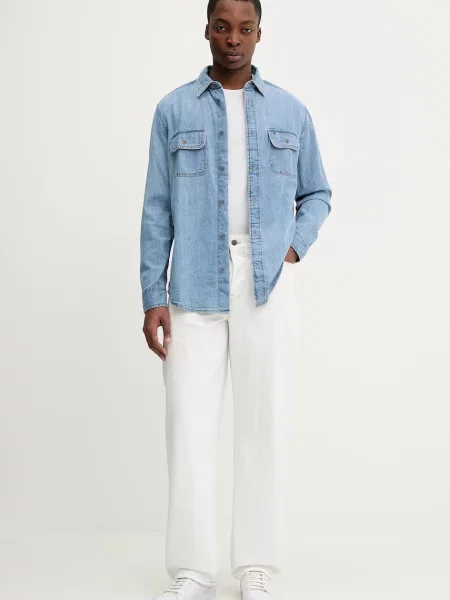 Tommy Jeans koszula jeansowa regular z kołnierzykiem klasycznym niebieski