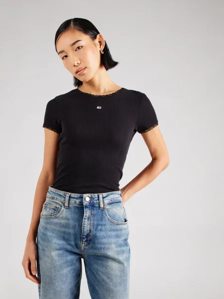Tommy Jeans Marškinėliai Slim Fit juoda