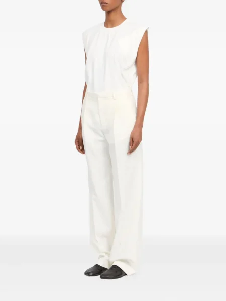 Pantaloni Mm6 Maison Margiela plisate alb