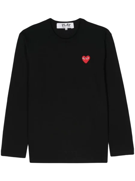 Tricou Comme Des Garcons Play cu motiv cu inimi negru
