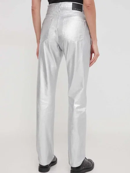 Džíny Sisley high waist stříbrné