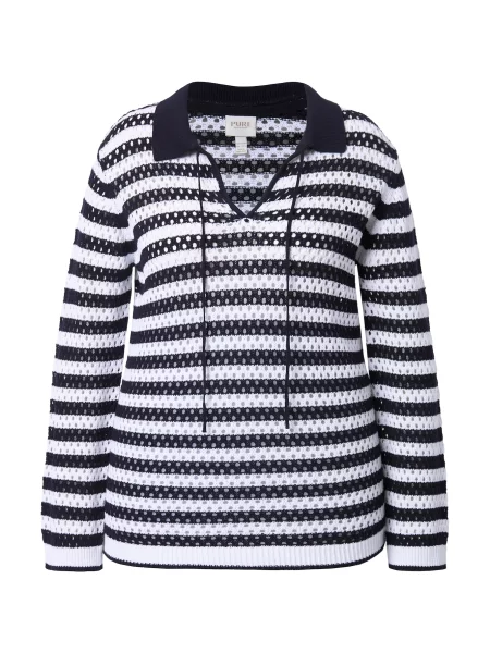 Ulla Popken Pulover albastru marin alb