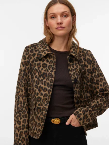 VERO MODA Prechodná bunda VMLEOKELLY tmavobéžová / hnedá čierna