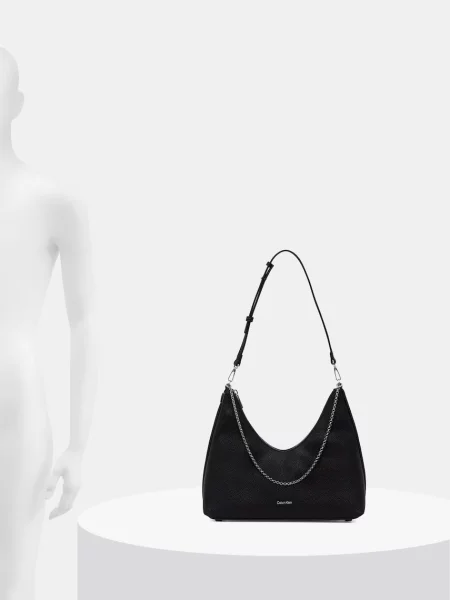 Táska Calvin Klein Emblem Hw Pebble Shoulder Bag fekete