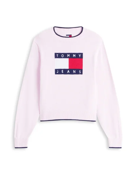 Tommy Jeans Pulover bleumarin / roz pastel / roșu alb
