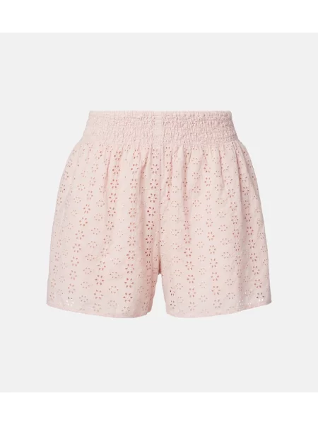 Pantaloni scurți Velvet cu broderie de catifea roz