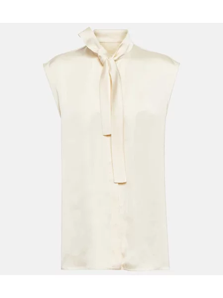 Bluză Jil Sander din satin fără mâneci bej