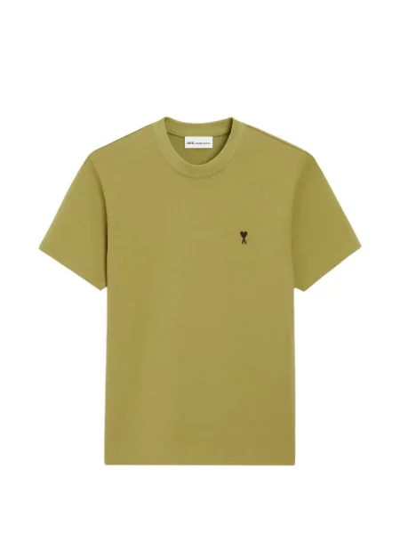 Tricou Ami Paris cu decolteu rotund cu autograf verde