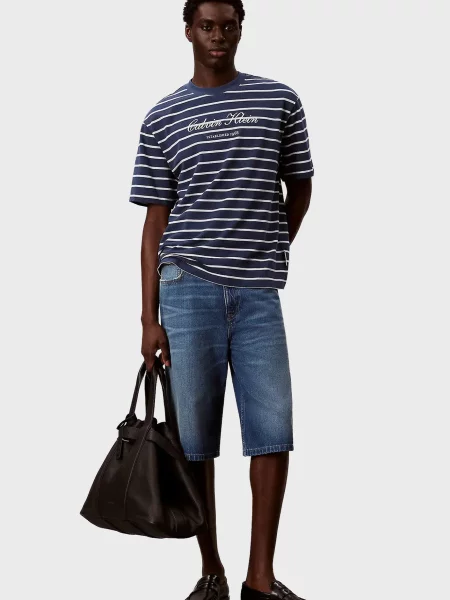 У смужку повсякденна футболка Calvin Klein Jeans синя
